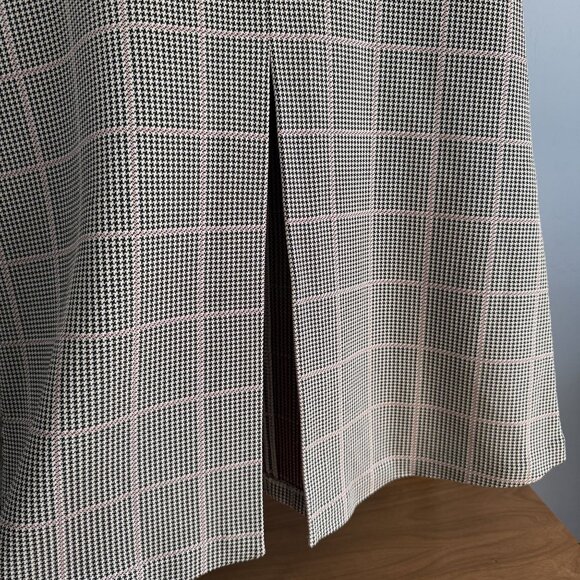 Paola Bernardi Houndstooth Plaid Knit Midi A-Line Skirt Front Slit - Picture 3 of 5